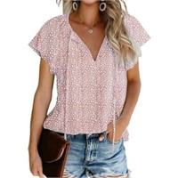 M  Sz Med Fantaslook Floral Print Blouse - V Neck