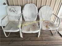 Vintage Metal Lawn Chairs Lot Of 3