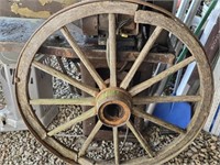 Primitive Wood & Cast Iron Wagon Wheel
