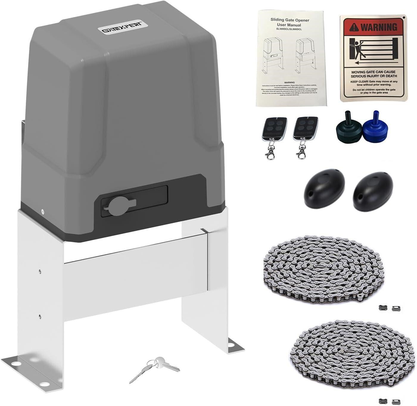 Sliding Gate Opener Kit w/ Infrared Sensor, Grey