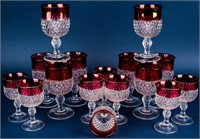 Indiana Glass Ruby Flashed Goblets Wine Glasses