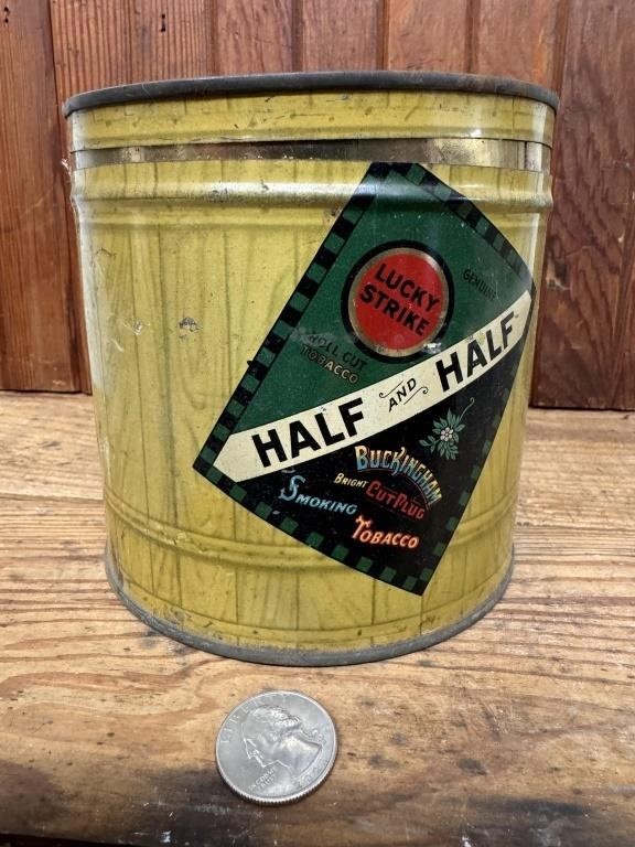 Vintage Lucky Strike Half & Half Tobacco Tin