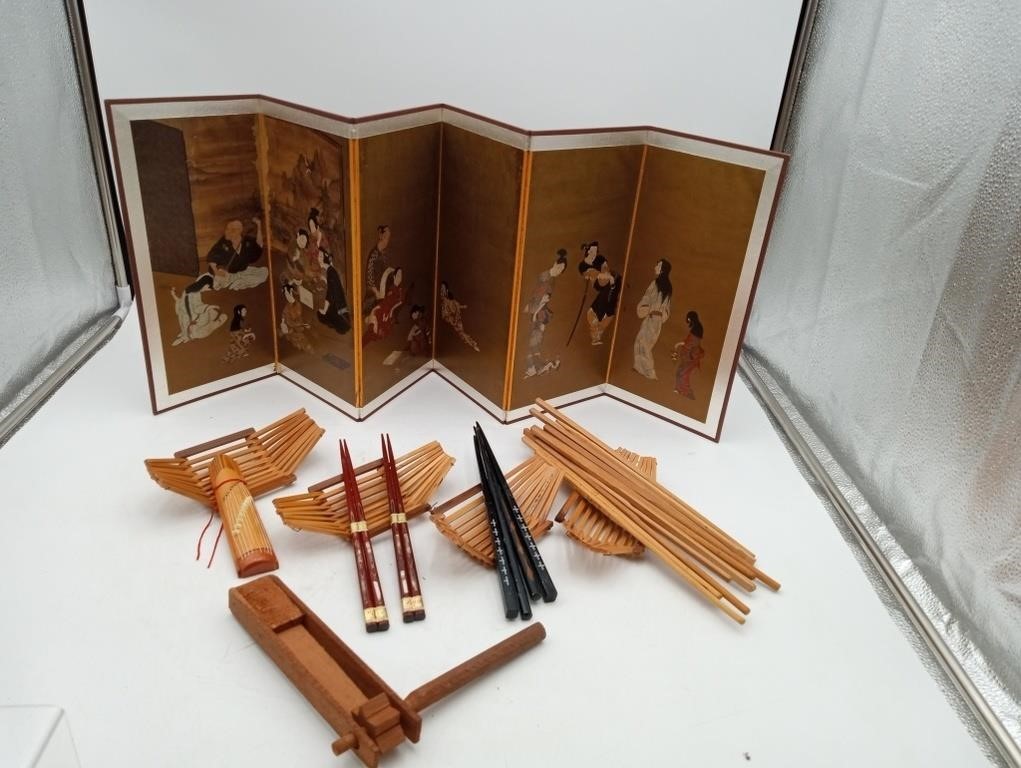 Inlaid Chop sticks & Mini Folding Screen