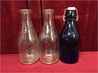 Borden, Silverwoods & Cobalt Blue Milk Bottles