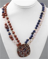 Hardstone & Resin Beaded Necklace