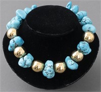 Chunky Turquoise & Gold-Fill Necklace
