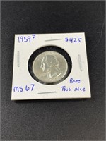 Rare 1959 D silver Washington very high mint state