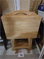 5 WOOD TV TRAYS