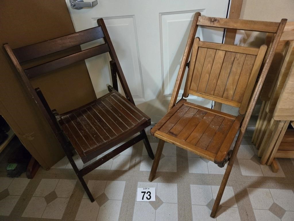 2 WOOD FOLDING CHAIRS