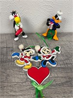 3 Christmas Ornaments - Sylvester, Daffy, Mickey