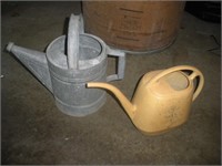 2 Watering Cans 1 Galvanized 14 Inches Tall