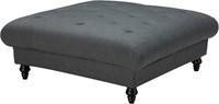 GDF Studio Molly Dark Grey Tufted Fabric Ottoman