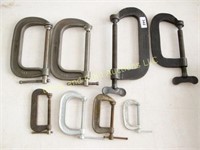 Lot of 8 assorted C clamps