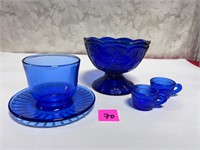 Assorted Cobalt Blue glasswares