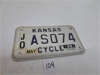 1989 Kansas MC Licence Plate
