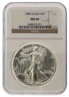 1986 MS69 American Eagle Silver Dollar *1st Year
