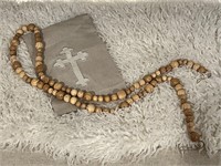 Wooden Beads and Cross Handkerchief