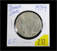 1934 Peace dollar, EF