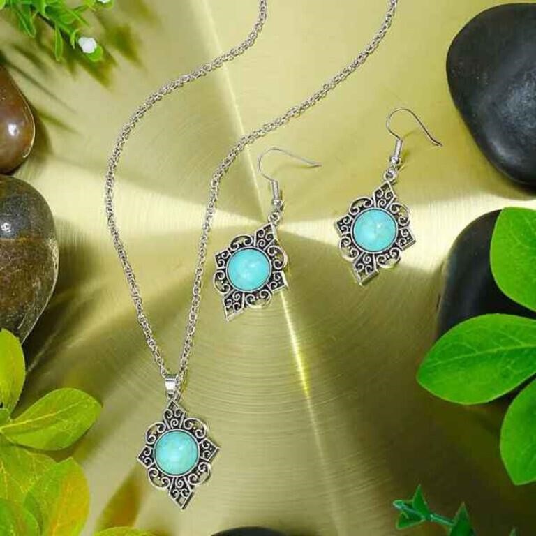 1 pair Vintage Jewelry Set - Retro Flower Design y