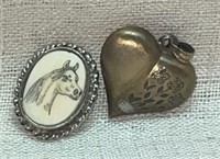 Etched Horse Portrait Finding, .925 Sterling