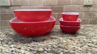 Vintage Primary Red Pyrex Square Hostess Bowl