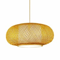 LITFAD Rustic Lantern Pendant Lighting Rattan 1