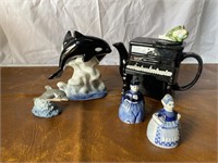 OCI omnibus piano teapot/ Dolphin decor/ DBL S