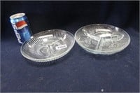 LOT OF TWO DIVIDED CRYSTAL APPETIZER TRAYS