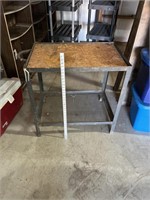 Metal work bench with wooden top