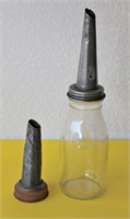 Antique Oil Bottle 2 Metal Spouts 16" Tall