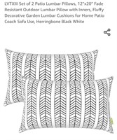 NEW Set of 2 Patio Lumbar Pillows, 12" x 20",