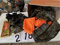 Gun cleaning kit, Rain suit & Hunting clothes