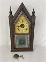 E.N. Welch Ripple Front Steeple Shelf Clock