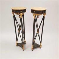 Pair of Empire Revival stands with bronze trim,