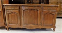 Louis XV Style Parquetry Top Walnut Sideboard.