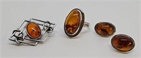 c1920’s Sterling Silver & Amber Jewelry