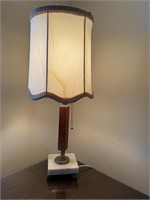 MCM Teak/Marble Base Table Lamp w/ Shade