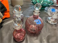 (3) Glass Bottles w/Stoppers