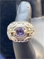 Sterling silver ring size 6.75 purple stone