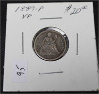 1889 SEATED DIME VF