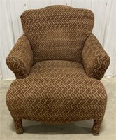 (AX) 
Chocolate Tone Upholstered Wing Back Arm
