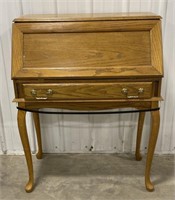 (AB) 
Wooden Folding Secretary Desk. 
A leg is