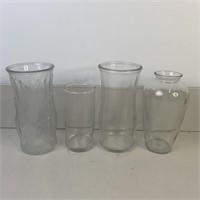 4- Clear Glass Vases