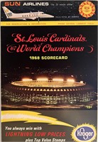 St Louis Cardinals 1968 scorecard. 8x11 inches