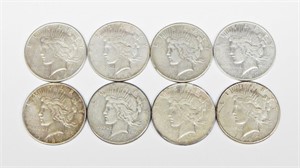 8 PEACE DOLLARS - 1925 to 1928-S