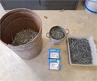 5 gallon pail 3.5" nails + assorted finishing