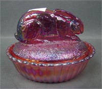 Westmoreland Red  Rabbit Covered Candy Dish