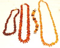 Amber assorted necklaces & one bracelet