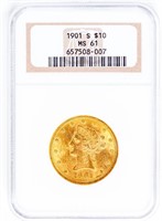 Coin 1901-S  $10 Liberty Gold NGC MS61