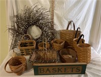 Woven Longaberger Baskets & Sign